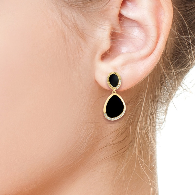 EFFY™ Collection Freeform Black Onyx and 0.15 CT. T.W. Diamond Drop Earrings in 14K Gold