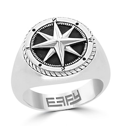 EFFY™ Collection Men's Black Onyx Compass Star Ring in Sterling Silver
