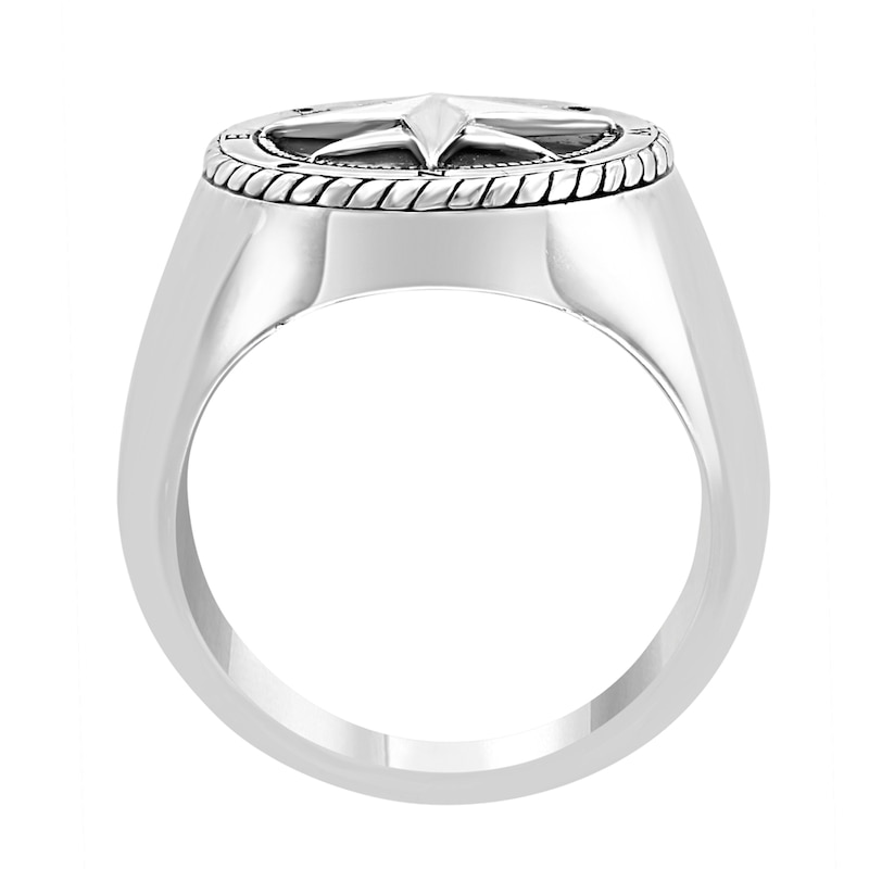 EFFY™ Collection Men's Black Onyx Compass Star Ring Sterling Silver