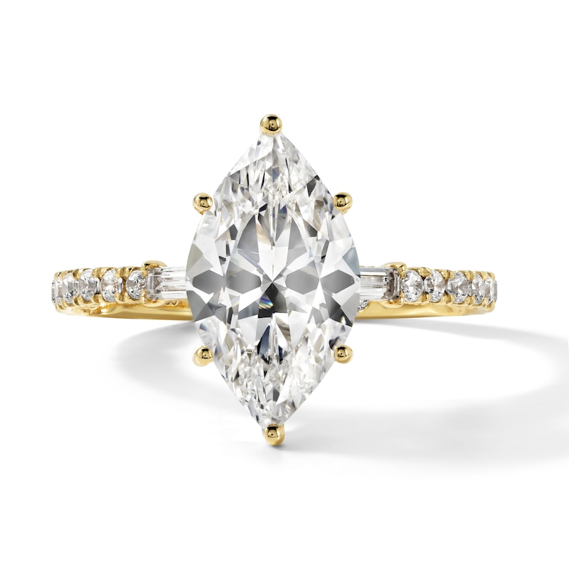 3.30 CT. T.W. Certified Marquise-Cut Lab-Grown Diamond Engagement Ring in 18K Gold