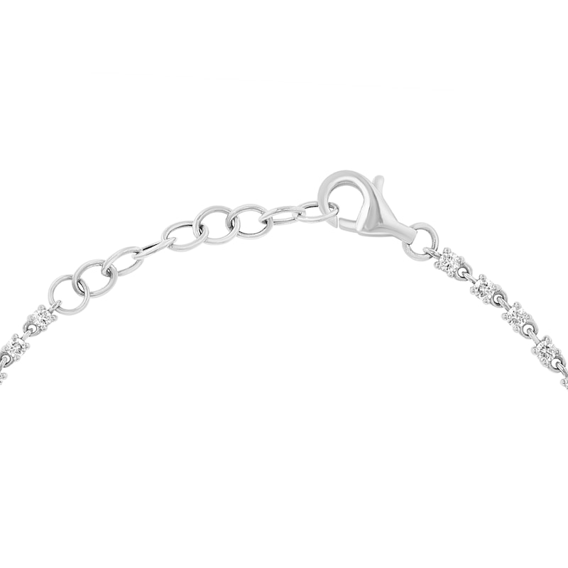 EFFY™ Collection Emerald-Cut Blue Sapphire and 0.50 CT. T.W. Diamond Station Bracelet in 14K White Gold - 7"