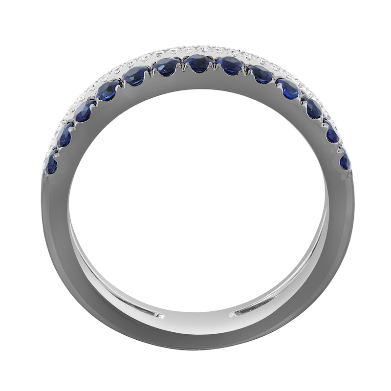 EFFY™ Collection Blue Sapphire and 0.08 CT. T.W. Diamond Ring 14K White Gold
