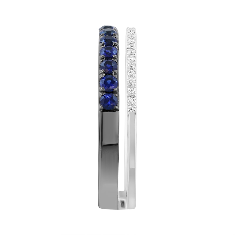 EFFY™ Collection Blue Sapphire and 0.08 CT. T.W. Diamond Ring 14K White Gold