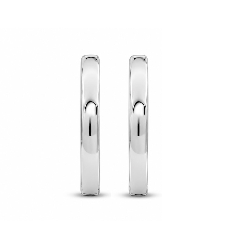 Baguette-Cut Lab-Created Ruby Hoop Earrings in Sterling Silver