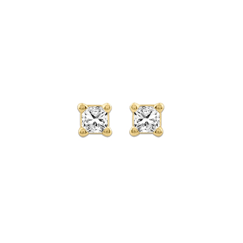 Main Image 1 of 0.10 CT. T.W. Princess-Cut Diamond Solitaire Stud Earrings in 10K Gold (J/I2)