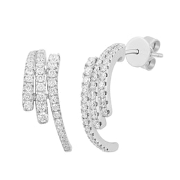 EFFY™ Collection 0.70 CT. T.W. Diamond Fan Earrings in 14K White Gold