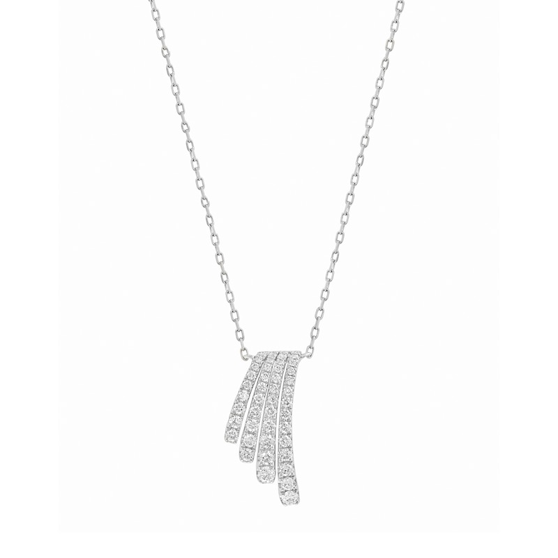 Main Image 1 of EFFY™ Collection 0.50 CT. T.W. Diamond Fan Necklace in 14K White Gold - 18"