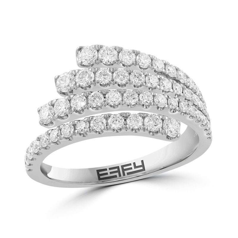 Main Image 1 of EFFY™ Collection 0.80 CT. T.W. Diamond Fan Cocktail Ring in 14K White Gold