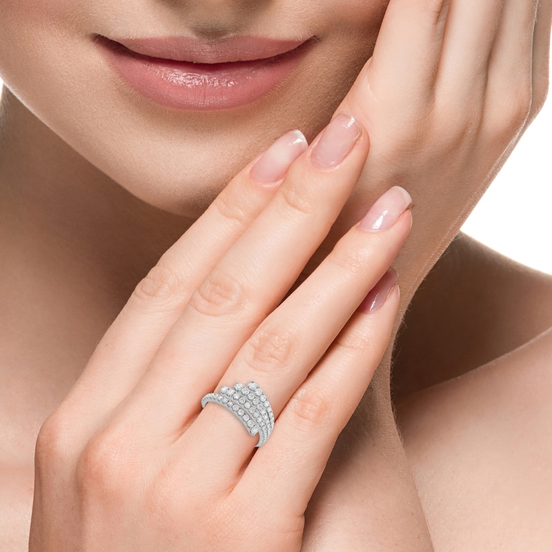 EFFY™ Collection 0.80 CT. T.W. Diamond Fan Cocktail Ring 14K White Gold