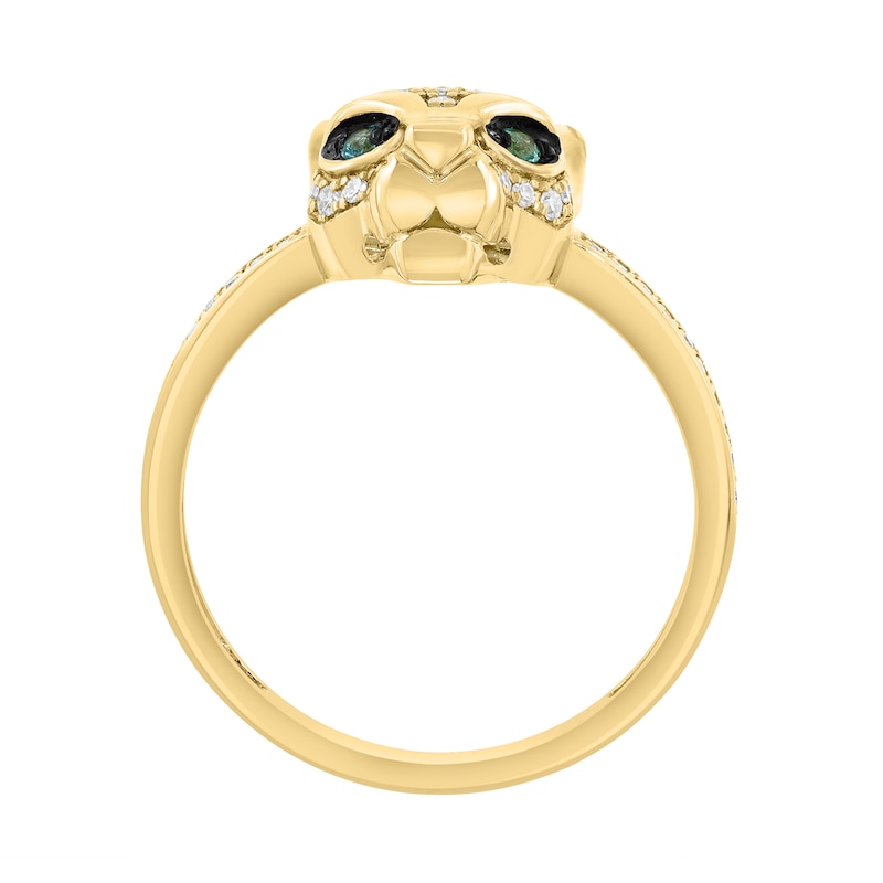 EFFY™ Collection 0.20 CT. T.W. Diamond and Emerald Panther Ring 14K Gold