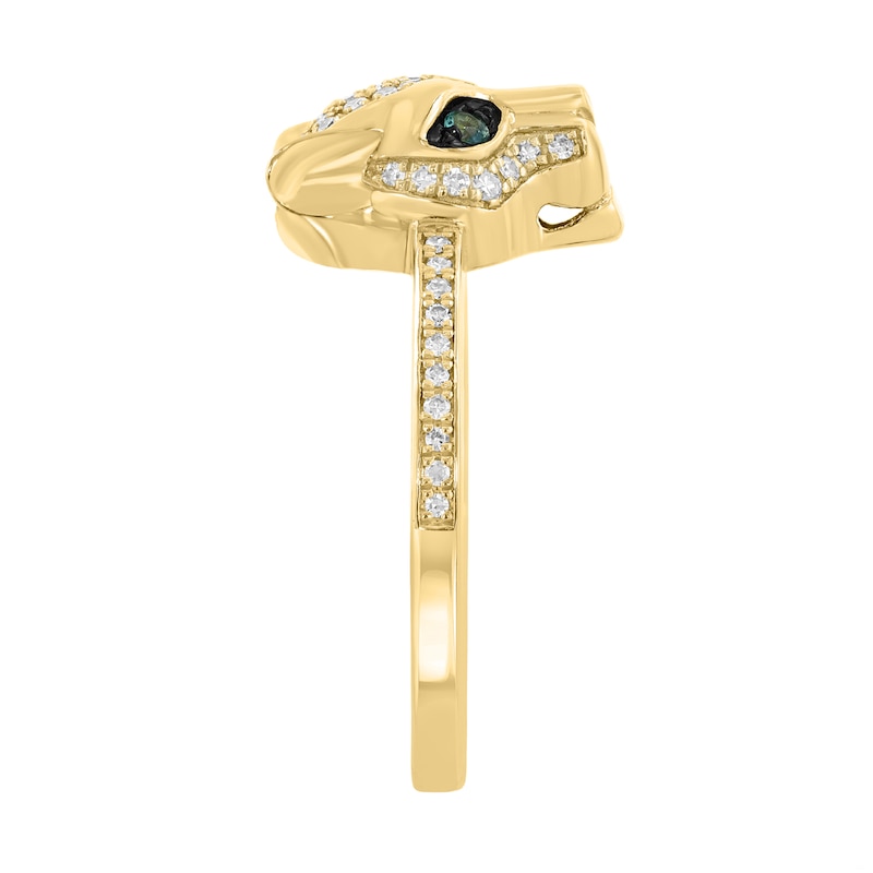 EFFY™ Collection 0.20 CT. T.W. Diamond and Emerald Panther Ring 14K Gold