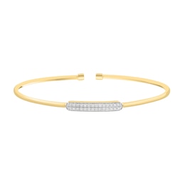 EFFY™ Collection 0.20 CT. T.W. Diamond Ellipse Bar Bangle Bracelet in 14K Gold