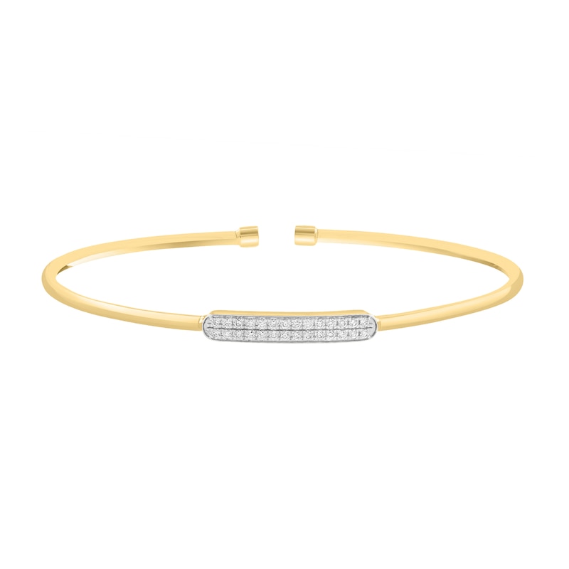 Main Image 1 of EFFY™ Collection 0.20 CT. T.W. Diamond Ellipse Bar Bangle Bracelet in 14K Gold
