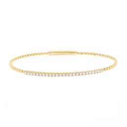 EFFY™ Collection 0.40 CT. T.W. Diamond and Bead Bangle Bracelet in 14K Gold