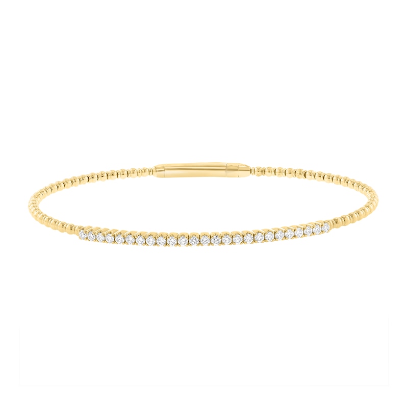 Main Image 1 of EFFY™ Collection 0.40 CT. T.W. Diamond and Bead Bangle Bracelet in 14K Gold