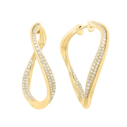 EFFY™ Collection 0.50 CT. T.W. Diamond Wave Hoop Earrings in 14K Gold