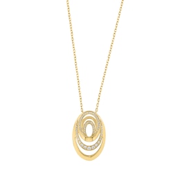 EFFY™ Collection 0.25 CT. T.W. Diamond Oval Swirl Necklace in 14K Gold - 18"