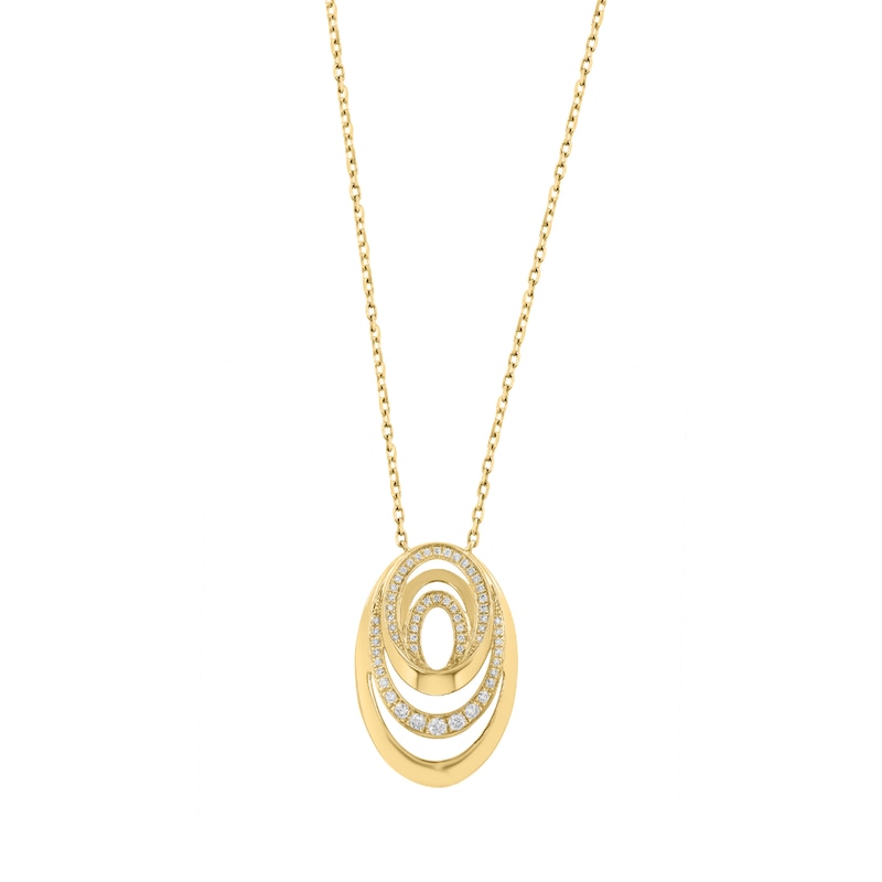 EFFY™ Collection 0.25 CT. T.W. Diamond Oval Swirl Necklace in 14K Gold - 18"