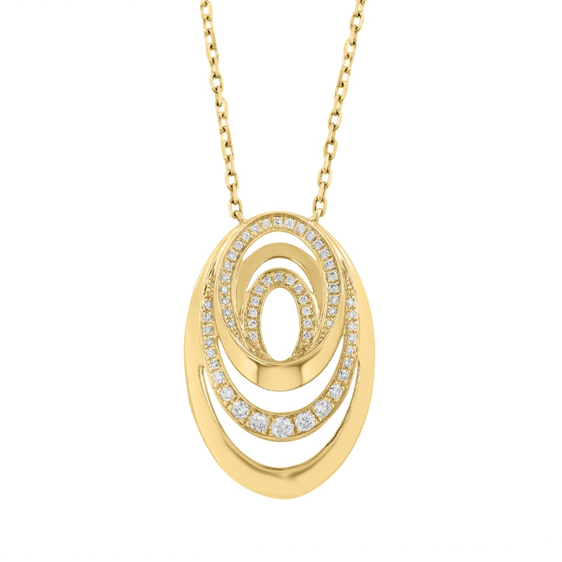 EFFY™ Collection 0.25 CT. T.W. Diamond Oval Swirl Necklace in 14K Gold - 18"