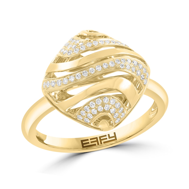 Main Image 1 of EFFY™ Collection 0.15 CT. T.W. Diamond Openwork Square Ring in 14K Gold