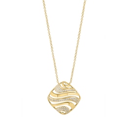 EFFY™ Collection 0.15 CT. T.W. Diamond Openwork Square Necklace in 14K Gold - 18"