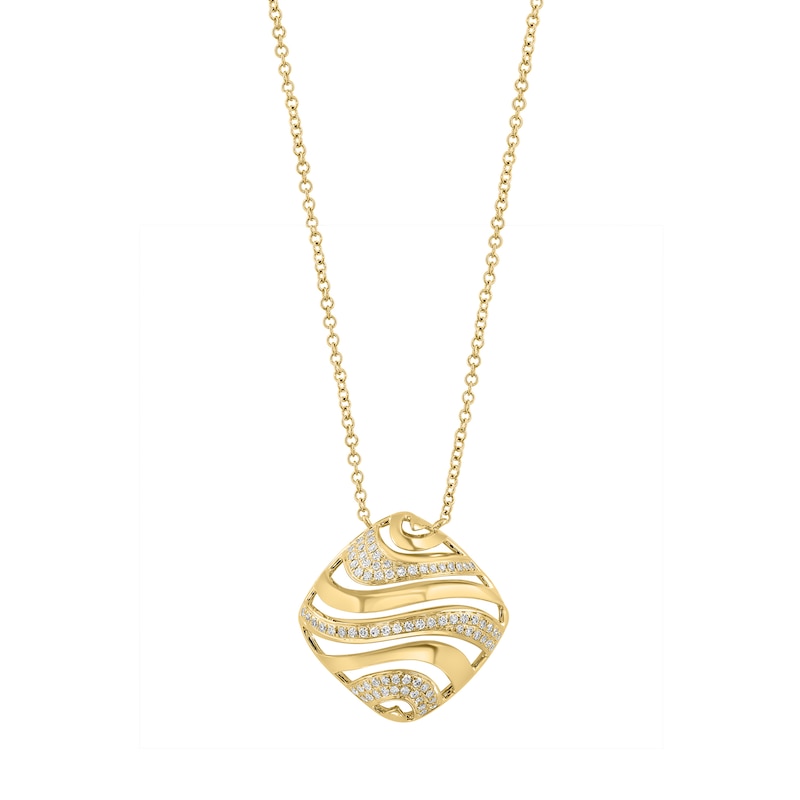 EFFY™ Collection 0.15 CT. T.W. Diamond Openwork Square Necklace in 14K Gold - 18"