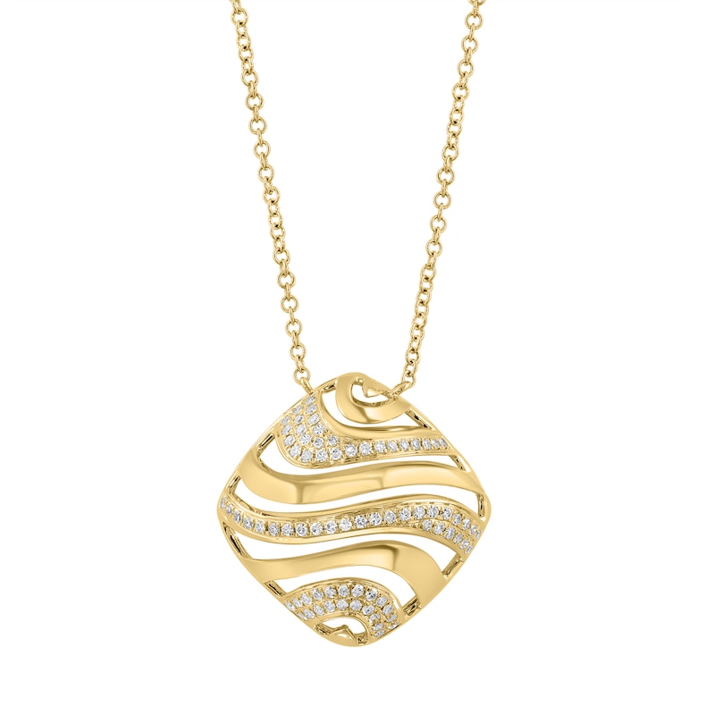 EFFY™ Collection 0.15 CT. T.W. Diamond Openwork Square Necklace in 14K Gold - 18"