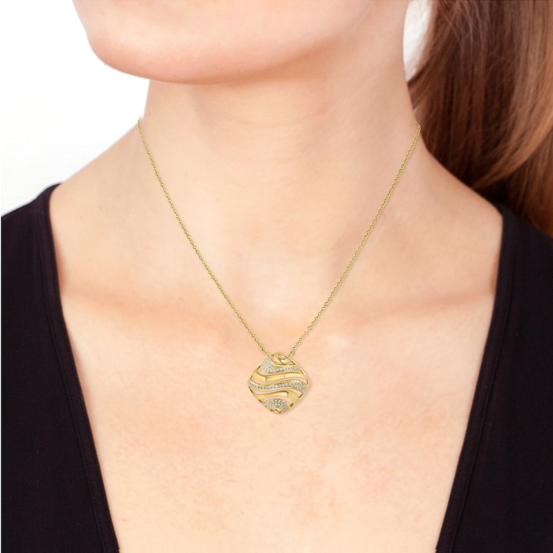 EFFY™ Collection 0.15 CT. T.W. Diamond Openwork Square Necklace in 14K Gold - 18"