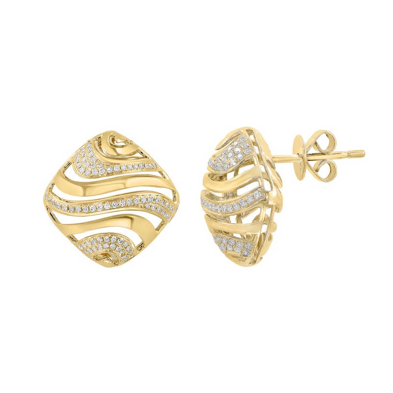 EFFY™ Collection 0.30 CT. T.W. Diamond Openwork Square Stud Earrings in 14K Gold