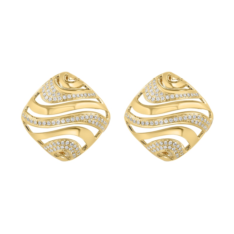 EFFY™ Collection 0.30 CT. T.W. Diamond Openwork Square Stud Earrings in 14K Gold