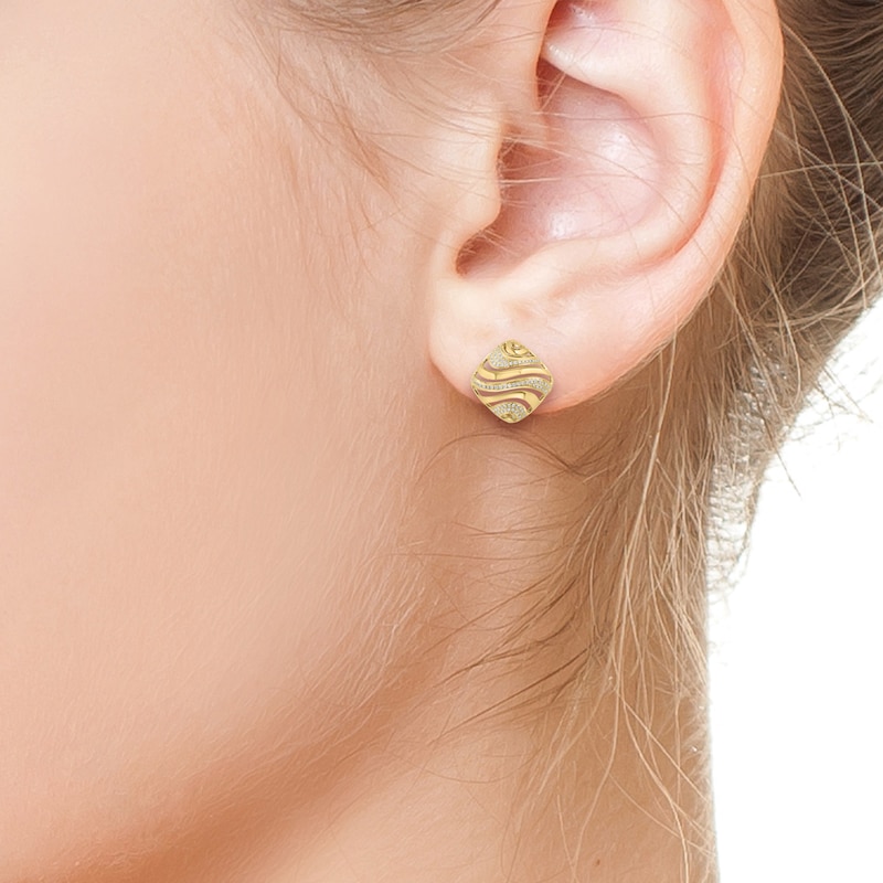 EFFY™ Collection 0.30 CT. T.W. Diamond Openwork Square Stud Earrings in 14K Gold