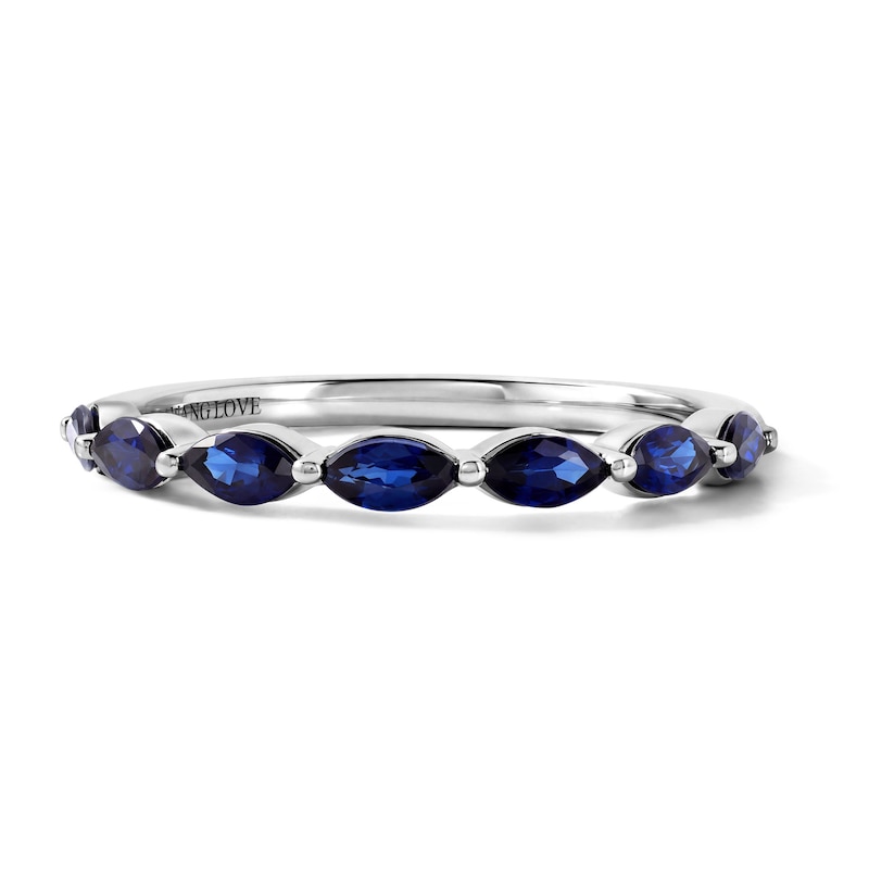 Vera Wang Marquise-Cut Blue Sapphire Band in 14K White Gold