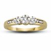 Thumbnail Image 1 of Previously Owned - 0.20 CT. T.W. Diamond Flower Three Stone Ring in 10K Gold