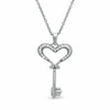 Thumbnail Image 0 of Previously Owned - 0.05 CT. T.W. Diamond Small Heart Key Pendant in Sterling Silver
