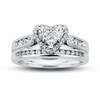Thumbnail Image 1 of Previously Owned - 0.75 CT. T.W. Diamond Heart Bridal Set in 14K White Gold