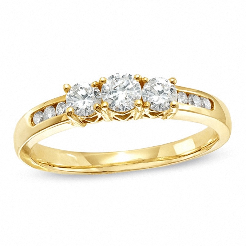 Previously Owned - 1.00 CT. T.W. Diamond Three Stone Engagement Ring in 14K Gold|Peoples Jewellers