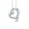 Thumbnail Image 1 of Previously Owned - 0.085 CT. T.W. Diamond Overlap Heart Pendant in Sterling Silver