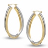 Thumbnail Image 1 of Previously Owned - Oval Bypass Earrings in Sterling Silver and 14K Gold