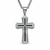 Previously Owned - Men's Diamond Accent Cross Pendant in Stainless Steel with Black Inlay - 24"