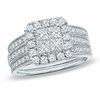 Thumbnail Image 1 of Previously Owned - 1.50 CT. T.W. Quad Princess-Cut Diamond Framed Bridal Set in 14K White Gold
