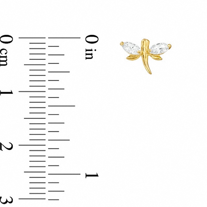 Main Image 2 of Previously Owned - Child's Cubic Zirconia Dragonfly Earrings in 14K Gold