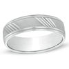 Thumbnail Image 0 of Previously Owned - Men's 6.0mm Diagonal Lines Wedding Band in 10K White Gold
