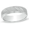 Thumbnail Image 1 of Previously Owned - 6.0mm Diagonal Lines Wedding Band in 10K White Gold