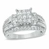 Thumbnail Image 1 of Previously Owned - 1.25 CT. T.W. Princess-Cut Composite Diamond Collar Engagement Ring in 10K White Gold