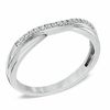 Thumbnail Image 1 of Previously Owned - 0.10 CT. T.W. Diamond Twist Contour Wedding Band in 14K White Gold