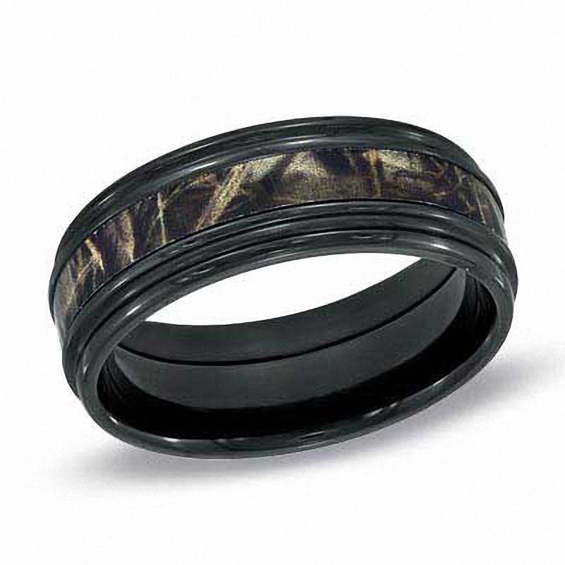 Previously Owned - Men's 8.0mm Realtree Max-4® Camouflage Inlay Comfort Fit Wedding Band in Black Zirconium|Peoples Jewellers