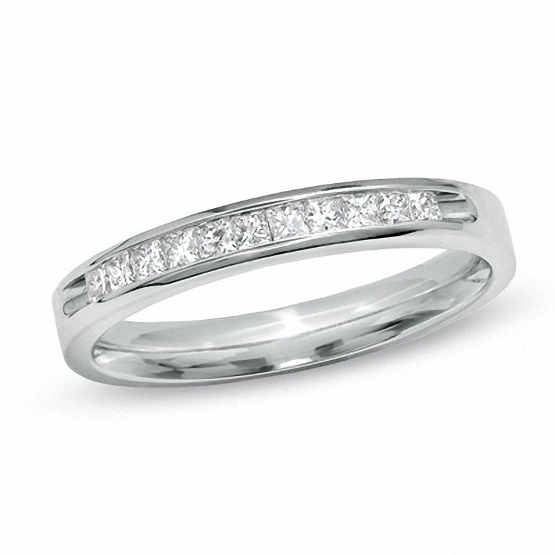 Previously Owned - 0.25 CT. T.W. Princess-Cut Diamond Wedding Band in 14K White Gold