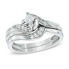 Thumbnail Image 1 of Previously Owned - 0.33 CT. T.W. Princess-Cut Diamond Swirl Bridal Set in 10K White Gold