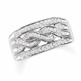 Previously Owned - 0.50 CT. T.W. Diamond Swirl Band in 10K White Gold
