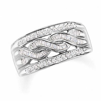Previously Owned - 0.50 CT. T.W. Diamond Swirl Band in 10K White Gold